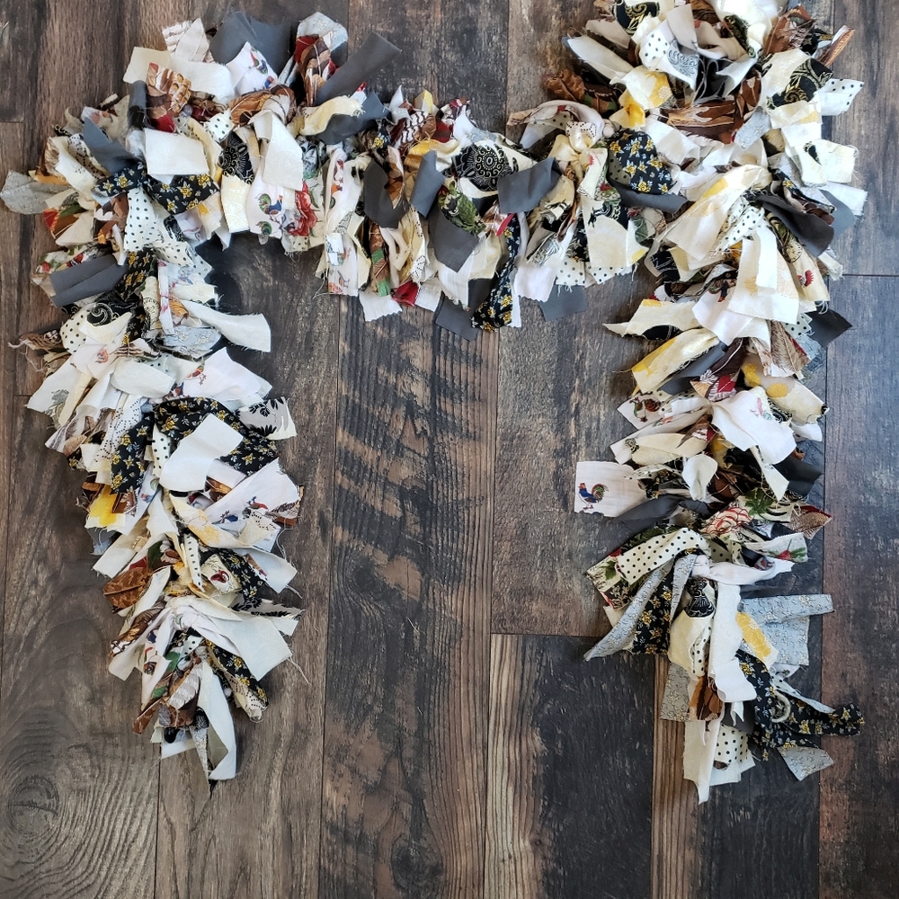 Handmade rustic rooster rag Garland